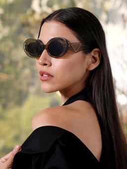 Haute Sauce - Grey The Retro Oval Sunglass - Mocha Brown (HSSG2883)