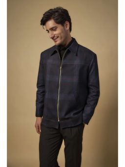 Abees - Twead Checks Bomber Blue Jacket