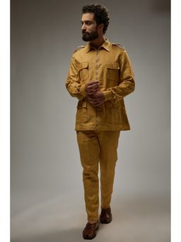 Abees - Mustard Linen Zipper Shacket with Trouser
