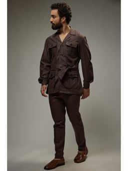 Abees - Coffee Brown Linen Shacket with Trouser