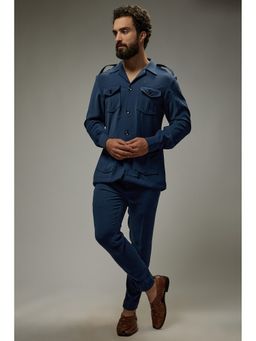 Abees - Electric Blue Japenese Rayon Shacket with Trouser