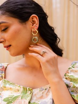 JEWELZ - Western Style Green Colored Earrings For The Millennial