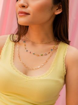 JEWELZ - Attractive Layered Chain Necklace With Evil Eye Motifs