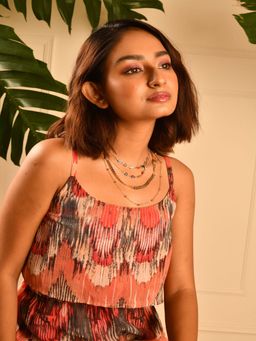 JEWELZ - Multi Color Evil Eye Design With Gold Multi-Layered Necklace