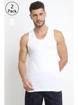 Van Heusen - Men White Solid Ultra Soft Wider Straps Vest White (Pack of 2)