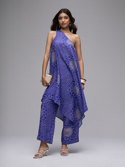 Gajra Gang - Purple Muslin Bandhani Print Kurta With Straight Pant La Dolce Vita (Set of 2)