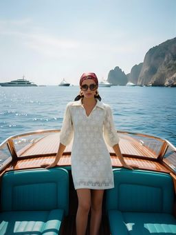 Poppi - White Palm Crochet Mini Dress