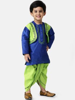 BownBee - Attached Jacket Dhoti Kurta for Boys- Blue (Set of 2)
