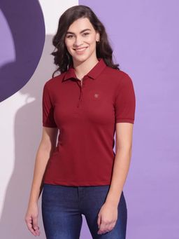 Being Human - Womens Maroon Polo T-Shirt