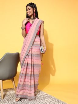 Suta - Multi-Color Cotton Blend Saree without Blouse Piece