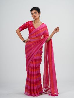 Suta - Pink Cotton Saree without Blouse Piece