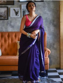 Suta - Purple Mul Cotton Saree without Blouse Piece
