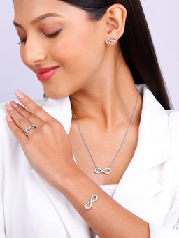 GIVA - Women Sterling Silver White Stone infinity Heart Set