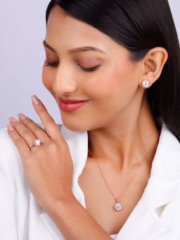 GIVA - Sterling Silver Rose Gold Eve Beauty White Stone Set for Women