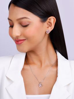 GIVA - Sterling Silver Pink Stone Heart Valentine Set for Women