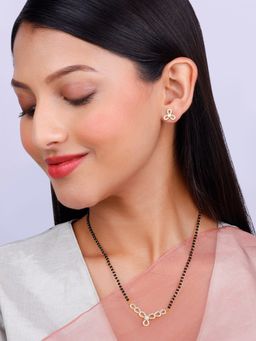 GIVA - Women Sterling Silver Golden Trifecta Love Black Beads Mangalsutra Set