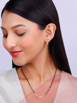 GIVA - Sterling Silver Golden Match Made in Heaven Black Beads Mangalsutra Set for Women