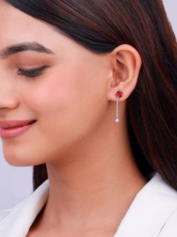 GIVA - Sterling Silver-Red Cherry Drop Danglers for Womens
