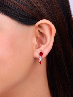 GIVA - Sterling Silver Soulmate Red Stone Earrings for Womens