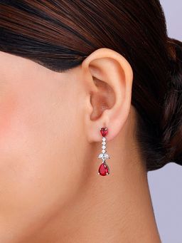 GIVA - Sterling Silver Better Half Red Earrings for Womens