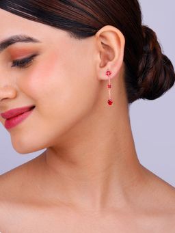GIVA - Red Sterling Silver Rose Gold Queen Of Love Earrings for Womens
