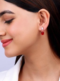 GIVA - Sterling Silver Rose Gold Its You Red Earrings for Womens