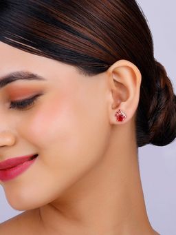 GIVA - Sterling Silver Rose Gold Bold Red Earrings for Womens