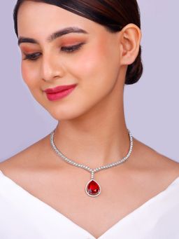 GIVA - Sterling Silver-Red Stone Titanic Necklace for Womens