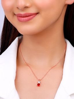 GIVA - Sterling Silver Rose Gold Dual Scarlet Pendant with Link Chain for Womens
