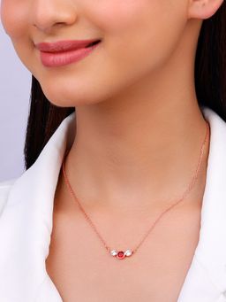 GIVA - Sterling Silver Rose Gold Scarlet Trio Necklace for Womens