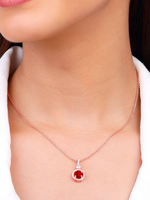 GIVA Sterling Silver Rose Gold One and Only Pendant with Link Chain for Womens