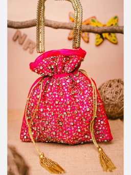 NR by Nidhi Rathi - Embroidered Pink Batuas And Potlis