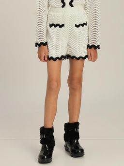 VERO MODA - Girl's Textured Button-Up Shorts - White