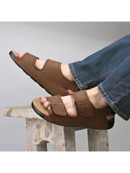 Valentino - West Port Men Brown Genuine Leather Dual Adjustable Straps Sandals