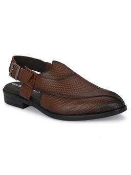 Valentino - Men Premium Leather Brown Ethnic Sandal