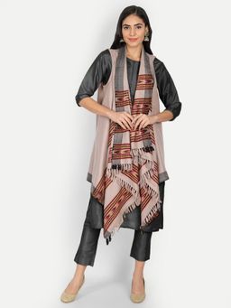 Zamour - Women Woollen Himalayan Weave Beige Cape