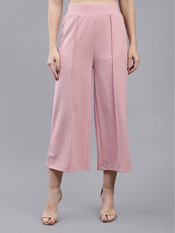 Saffe - Women Pink Solid Cropped Trouser