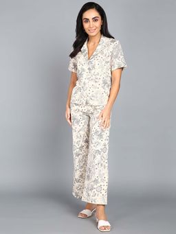 Saffe - Women Off White Floral Printed Pant