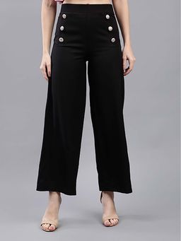 Saffe - Women Black Polyester Blend Trouser