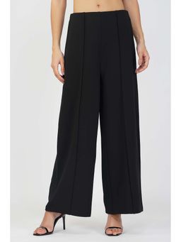 Saffe - Women Black Solid Viscose Blend Trouser