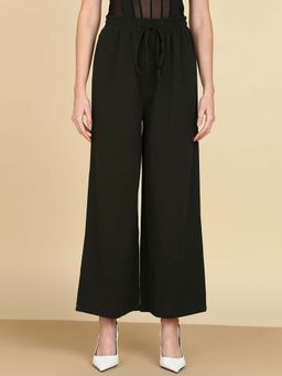 Saffe - Women Dark Olive Solid Polyester Blend Trouser