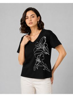 Twenty Dresses by Nykaa Fashion - Womens Foil Printed Drop Shoulder Sleeves Top