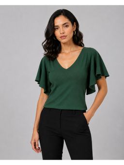 Twenty Dresses by Nykaa Fashion - Womens Green Flutter Sleeve Top
