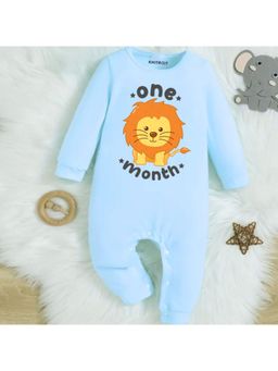 KNITROOT - One Month Lion Theme Romper - Blue (0-3 Months)