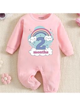 KNITROOT - Two Month Rainbow Theme Romper - Pink (0-3 Months)