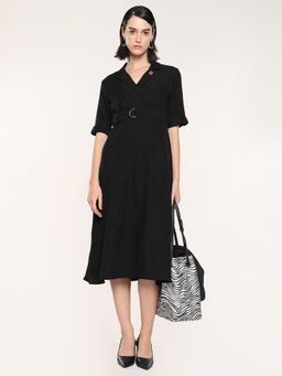 RAREISM - Women Maso Black A-Line Midi Dress