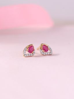 Ornate Jewels - 925 Silver 18K Gold Plated Natural Red Thai Ruby Stud Earring for Women & Girls