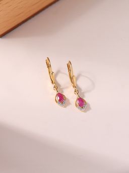 Ornate Jewels - 925 Silver 18K Gold Plated Natural Red Thai Ruby Dangle Earring for Women & Girls