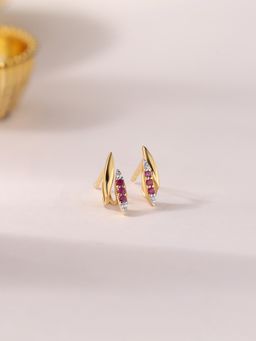 Ornate Jewels - 925 Silver 18K Gold Plated Natural Red Thai Ruby Stud Earring for Women & Girls