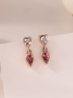 Ornate Jewels - 925 Silver 18K Rose Gold Plated Natural Pink Tourmaline Heart Earring for Women & Girls